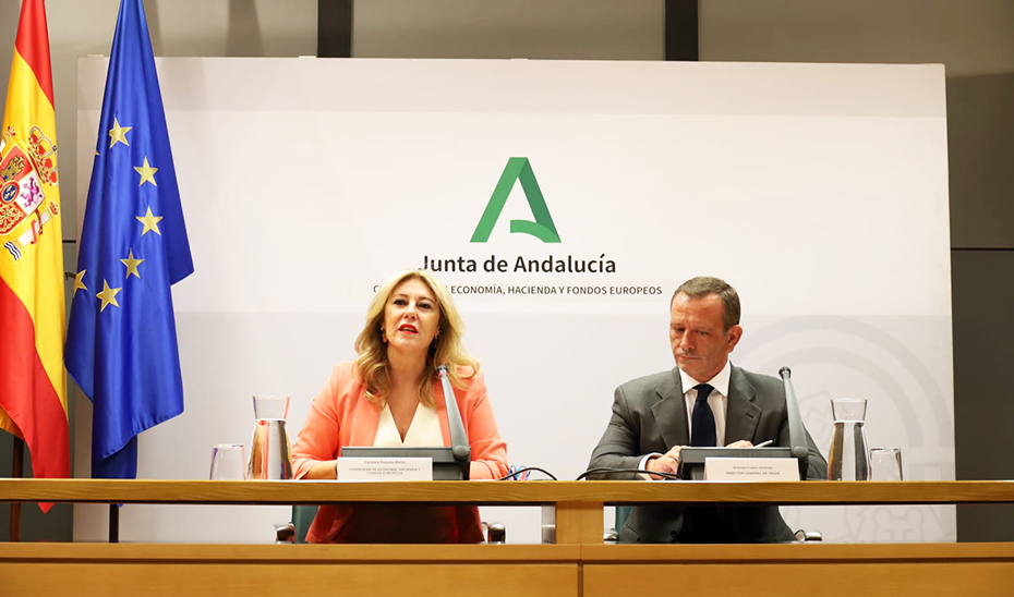 La consejera Carolina España en la presentación de los incentivos de Andalucía TRADE para las empresas